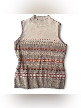 Villager Liz Claiborne Vintage Fair Isle Sweater Vest S 90s Preppy Cottagecore